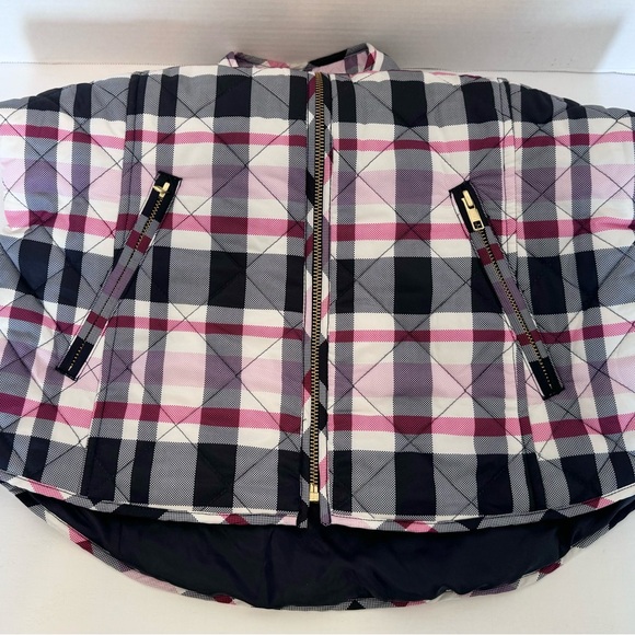 Crown & IVY Woman Pink Black Plaid Puffer Quilted Full Zip Vest Size Small - Picture 16 of 16